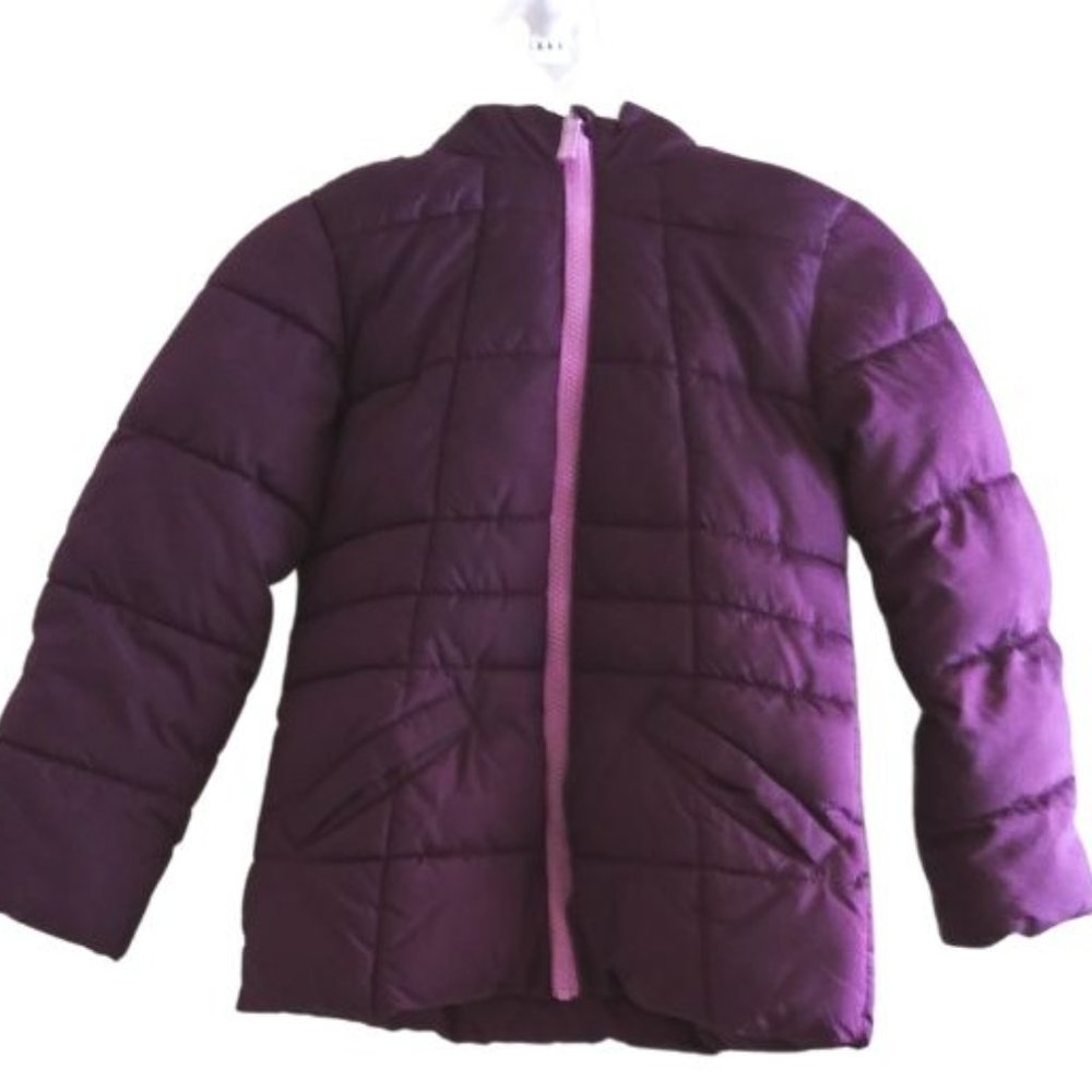WONDER NATION DARK PURPLE FULL ZIP UP PUFFER JACKET